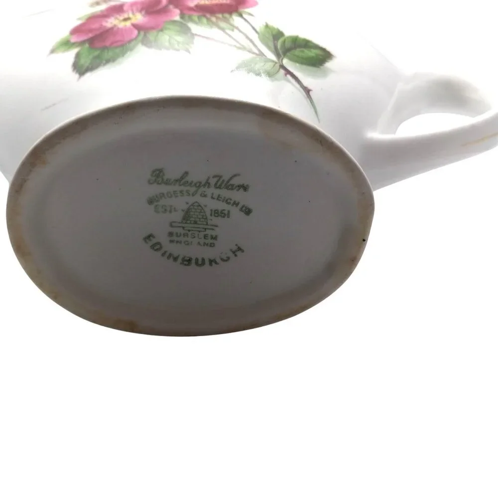 Burleigh Ware Edinburgh Gravy Boat Porcelain Gold Trim Floral Rose Vintage 1940